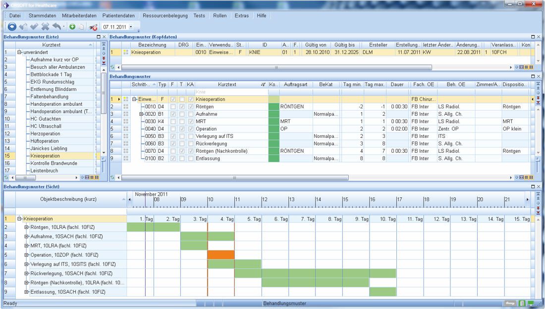 ORSOFT for Healthcare: Behandlungsmuster